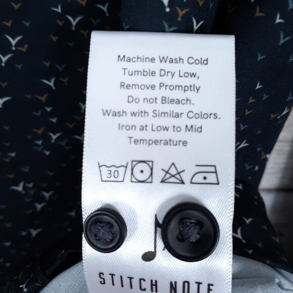 Stitch Note Mens Button Down Shirt XL Black 134A - Picture 4 of 5